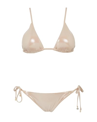 Emporio Armani Women's Shiny Caviar Texture String Bottom and Triangle Bikini Top