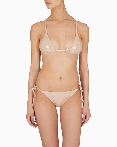 Emporio Armani Women's Shiny Caviar Texture String Bottom and Triangle Bikini Top
