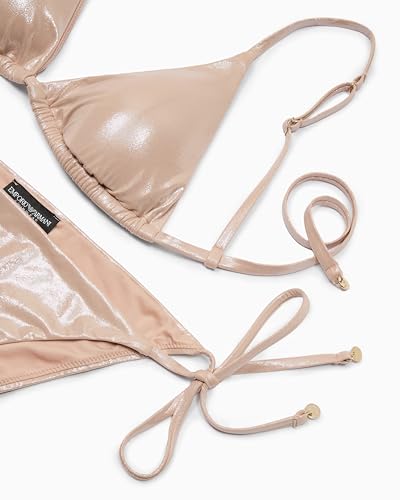 Emporio Armani Women's Shiny Caviar Texture String Bottom and Triangle Bikini Top