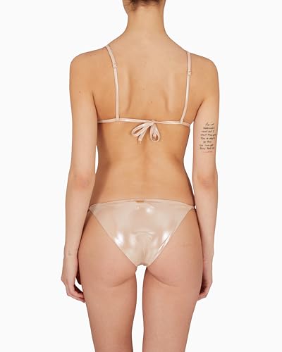 Emporio Armani Women's Shiny Caviar Texture String Bottom and Triangle Bikini Top