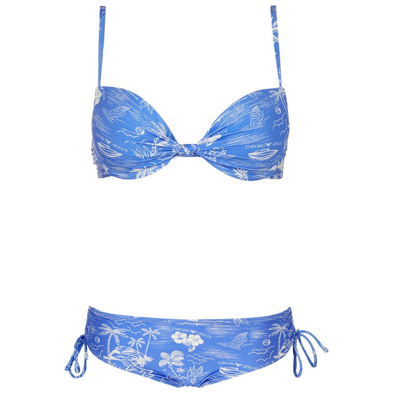 Emporio Armani Women's Pattern Push Top and Drawstring Brief Bikini Bottom