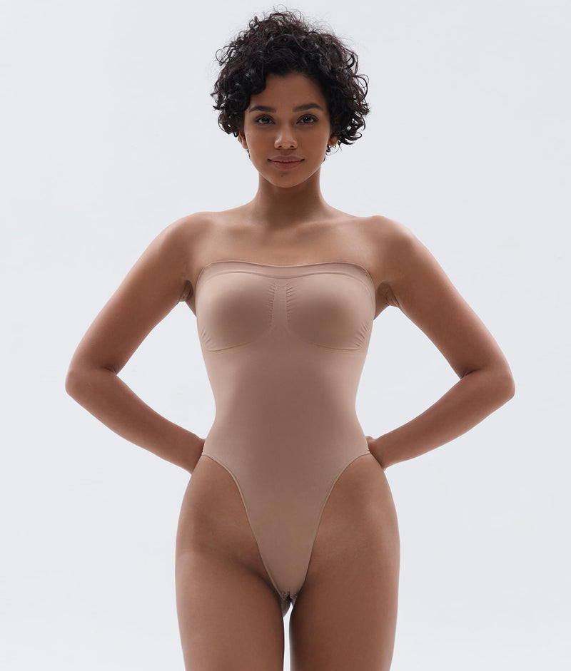 SHAPERX Strapless Shortie Bodysuit for Women Tummy Control Shapewear Seamless Sculpt Body Shaper with Removable Straps