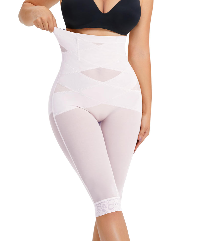 RDSIANE High Waist Shapewear Tummy Control Criss-Cross Body Shaper For Women Capri Butt Lifting Shapewear