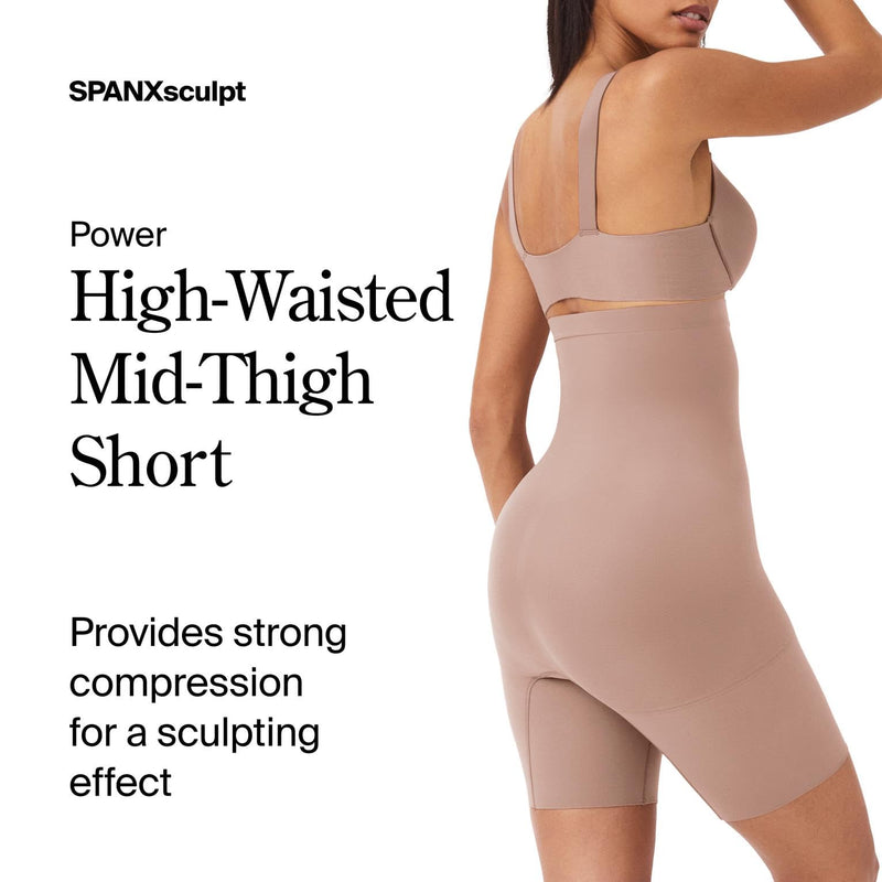SPANXsculpt Seamless Power High-Waisted Mid-Thigh Short - Lightweight, All-Day Comfort - Core Control Shapewear