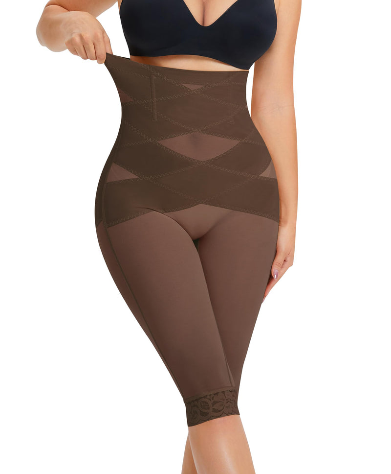 RDSIANE High Waist Shapewear Tummy Control Criss-Cross Body Shaper For Women Capri Butt Lifting Shapewear