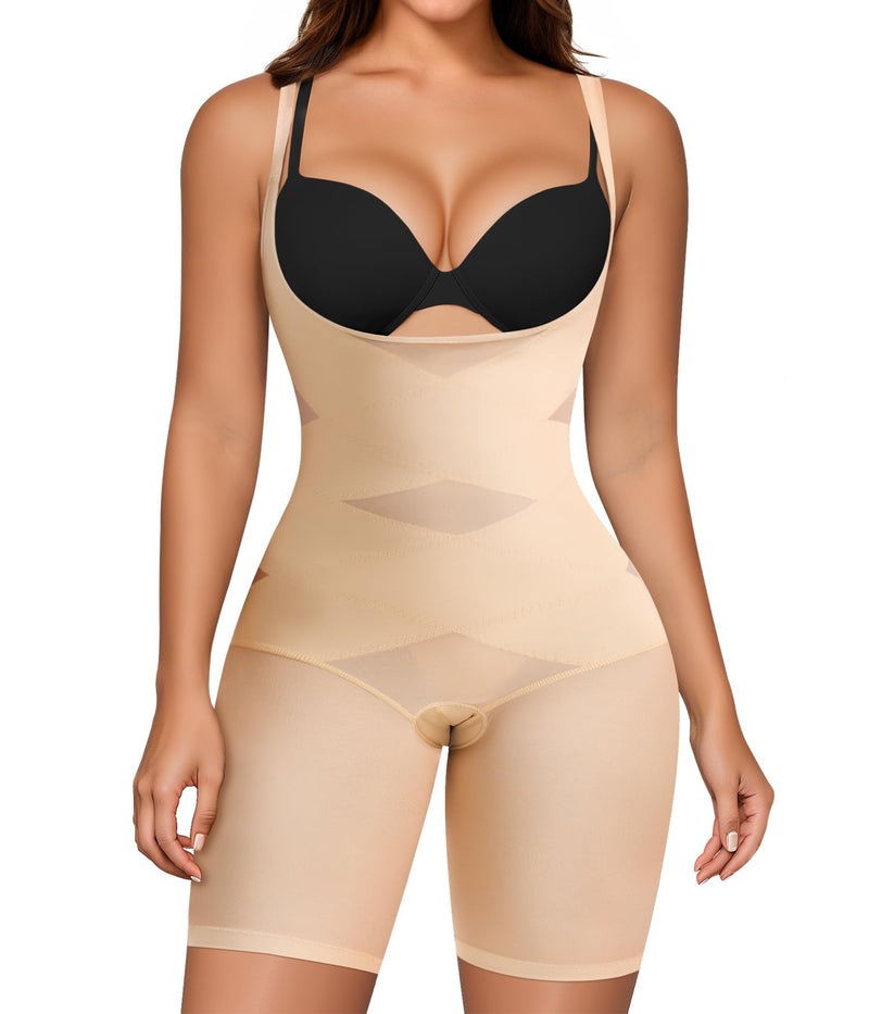 Nebility Tummy Control Shapewear Bodysuits Open Bust Full Body Shapewear Seamless Faja Body Shaper