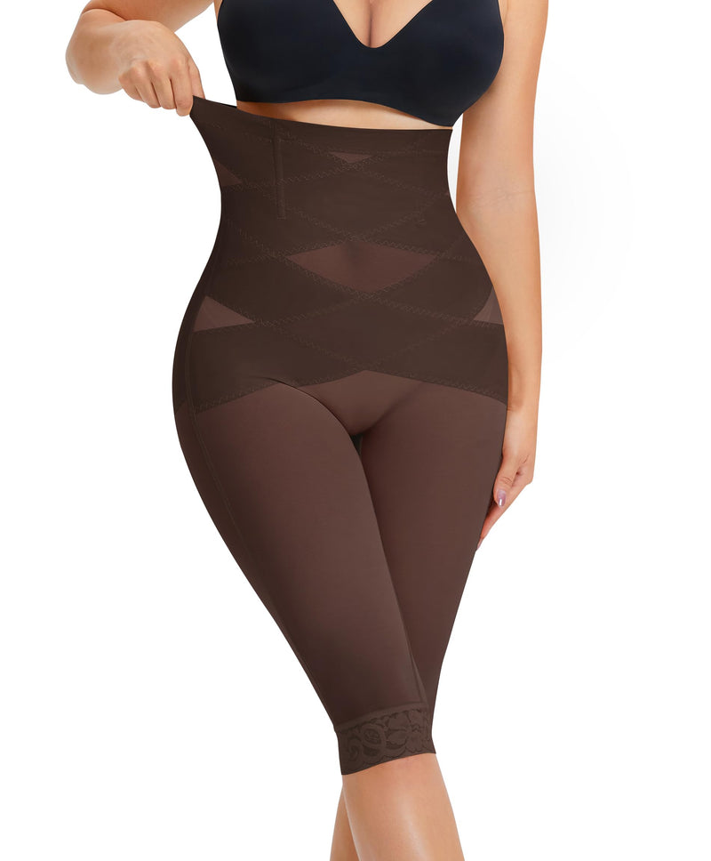 RDSIANE High Waist Shapewear Tummy Control Criss-Cross Body Shaper For Women Capri Butt Lifting Shapewear