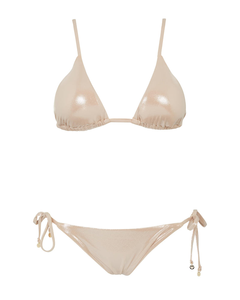 Emporio Armani Women's Shiny Caviar Texture String Bottom and Triangle Bikini Top
