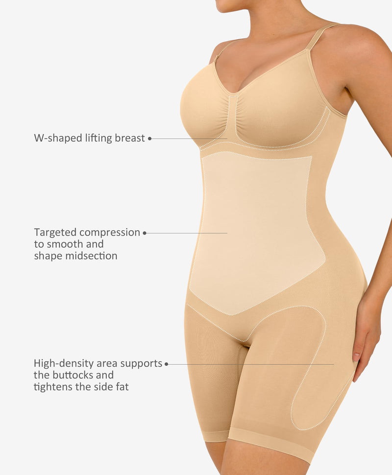FeelinGirl Shapewear Bodysuit Tummy Control Seamless Sculpting Hip Enhancer Body Shaper for Women