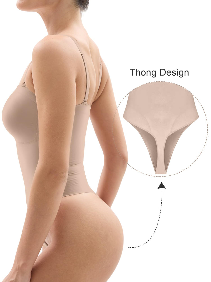 SHAPERX Strapless Shortie Bodysuit for Women Tummy Control Shapewear Seamless Sculpt Body Shaper with Removable Straps