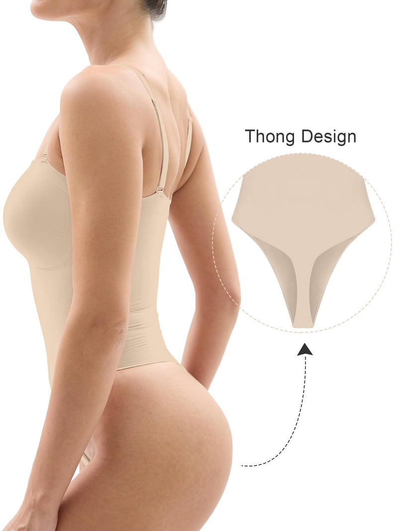 SHAPERX Strapless Shortie Bodysuit for Women Tummy Control Shapewear Seamless Sculpt Body Shaper with Removable Straps