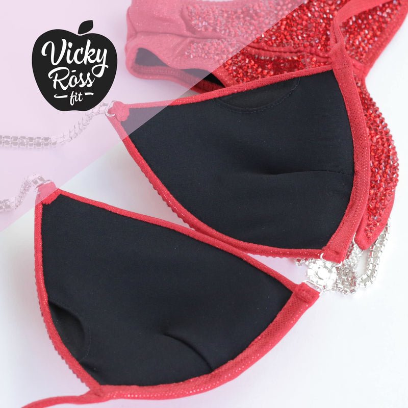 Red Sequin Bikini Competition Suit NPC IFBB | Brazilian Scrunch for Women
