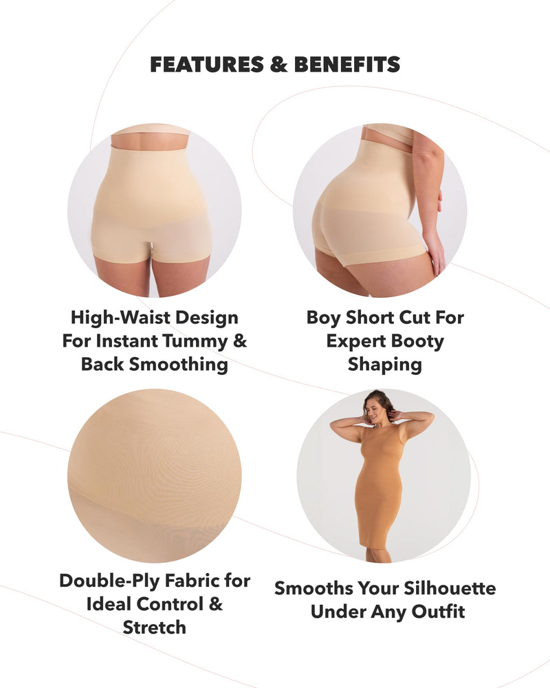 SHAPERMINT Tummy Control Shapewear - Body Shaper Tummy Control Boyshort, Body Shaper for Women, Plus Size Shapewear