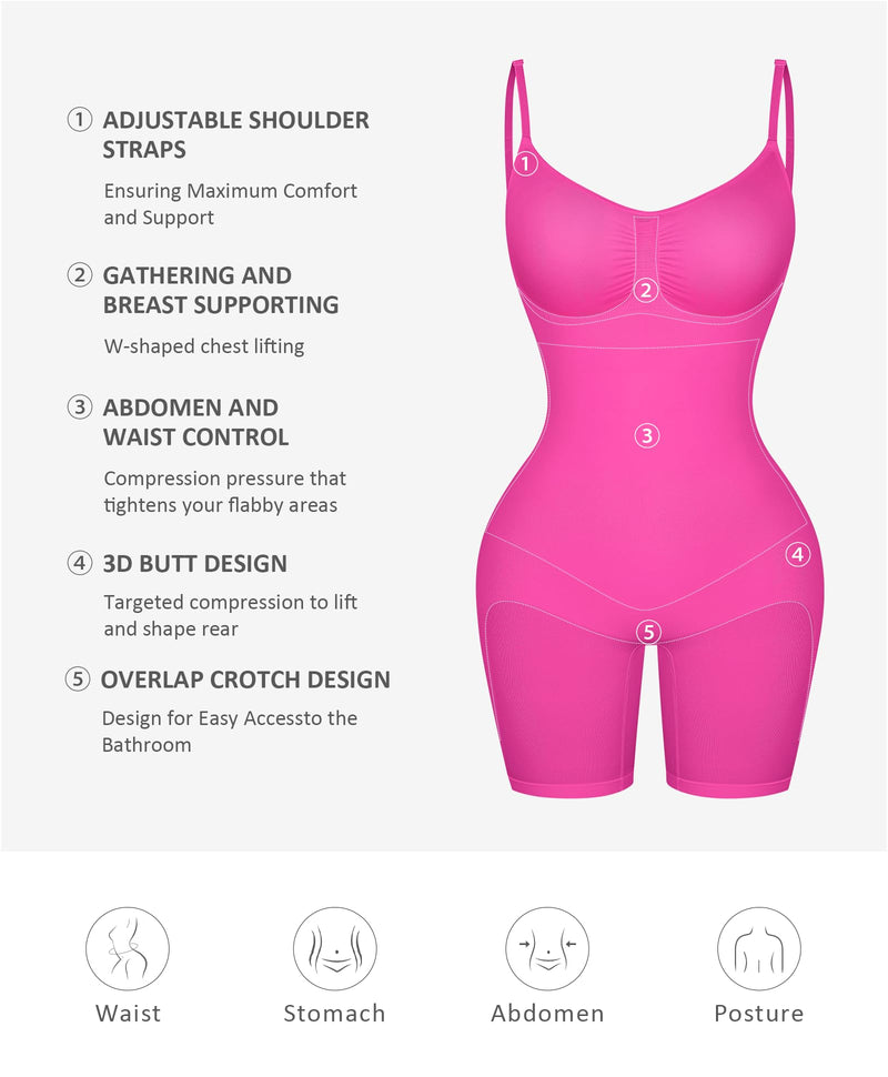 FeelinGirl Shapewear Bodysuit Tummy Control Seamless Sculpting Hip Enhancer Body Shaper for Women