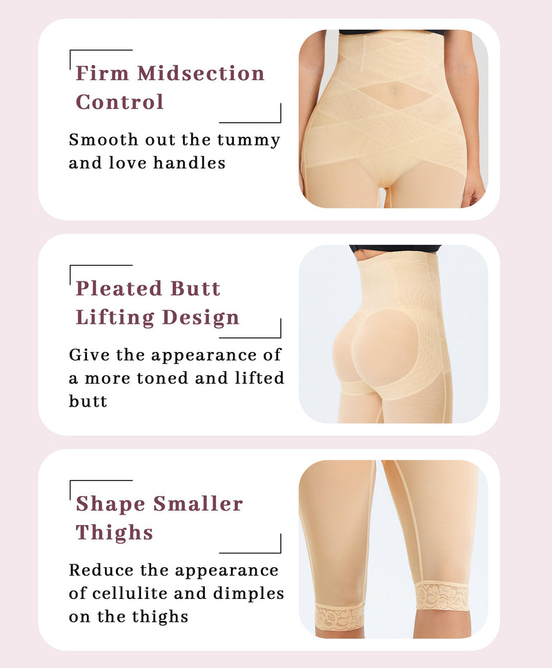 RDSIANE High Waist Shapewear Tummy Control Criss-Cross Body Shaper For Women Capri Butt Lifting Shapewear