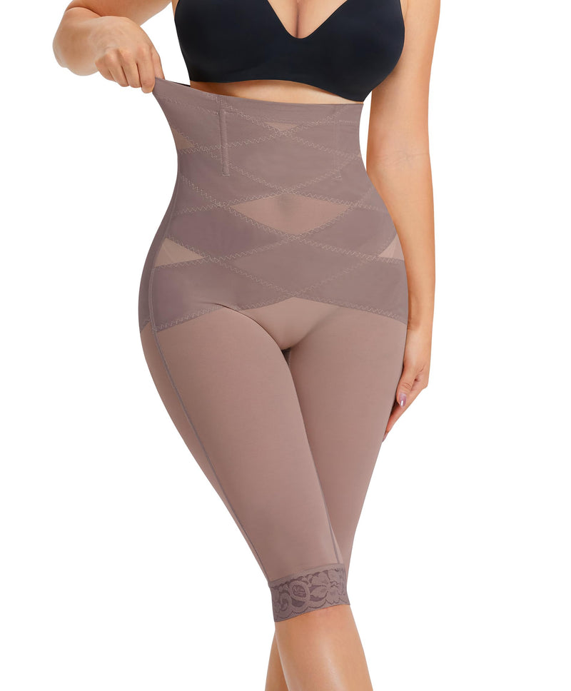 RDSIANE High Waist Shapewear Tummy Control Criss-Cross Body Shaper For Women Capri Butt Lifting Shapewear