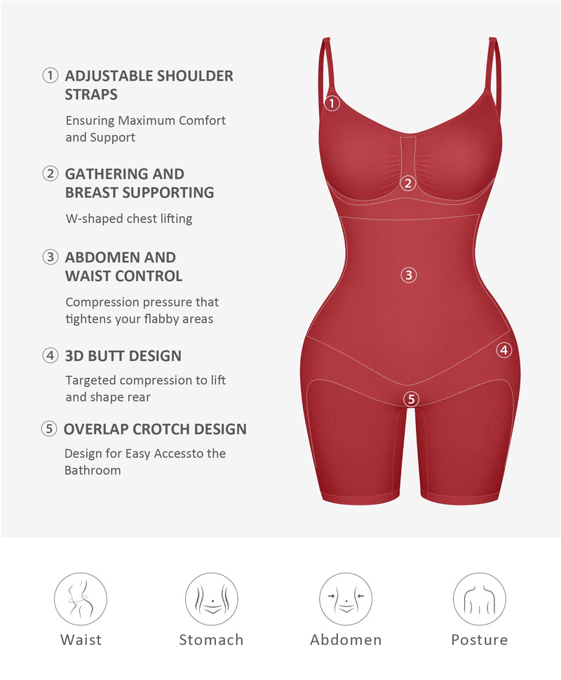 FeelinGirl Shapewear Bodysuit Tummy Control Seamless Sculpting Hip Enhancer Body Shaper for Women