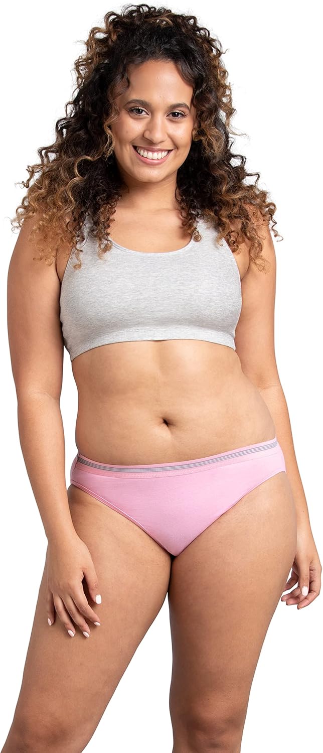 Fruit of the Loom Women's Eversoft Cotton Bikini Underwear, Tag Free & Breathable, Blend-144 Pack-Colors May Vary, 7