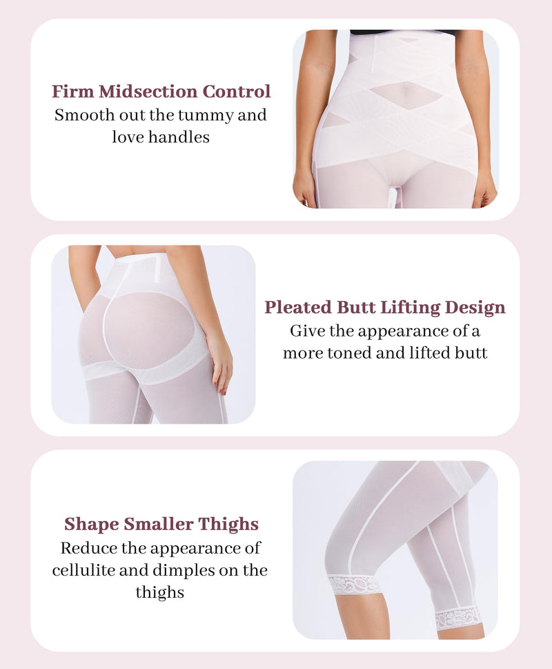 RDSIANE High Waist Shapewear Tummy Control Criss-Cross Body Shaper For Women Capri Butt Lifting Shapewear
