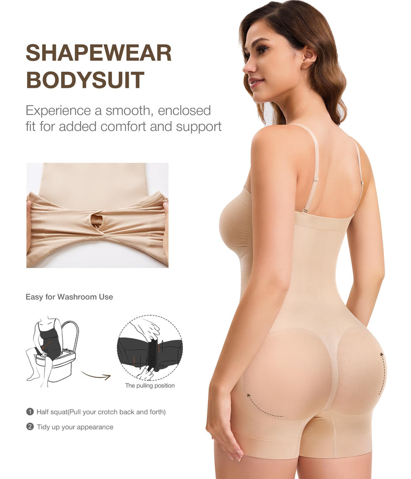 CtriLady Strapless Shapewear Bodysuit for Women Tummy Control Shapewear Seamless Full Body Shaper with Removable Straps