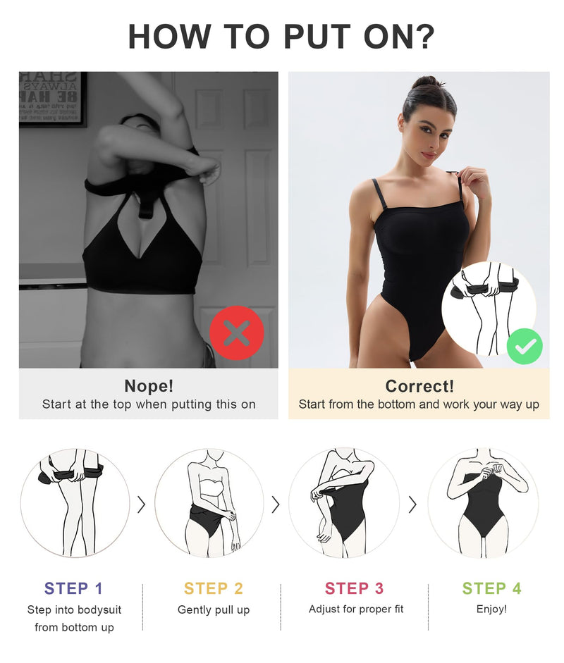 SHAPERX Strapless Shortie Bodysuit for Women Tummy Control Shapewear Seamless Sculpt Body Shaper with Removable Straps