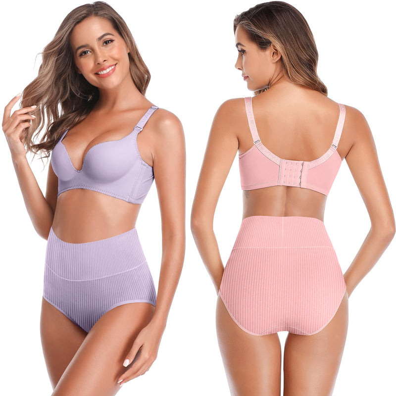 Women's High Waist Cotton Underwear Super Stretchy Briefs Full Coverage Panties Soft Women Panties 5-Pack
