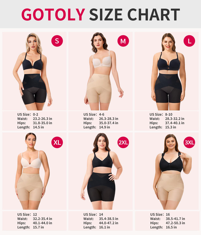 Gotoly Shapewear Tummy Control Mid-Waist Body Shaper Shorts Butt Lifting Panties Shapewear Shorts