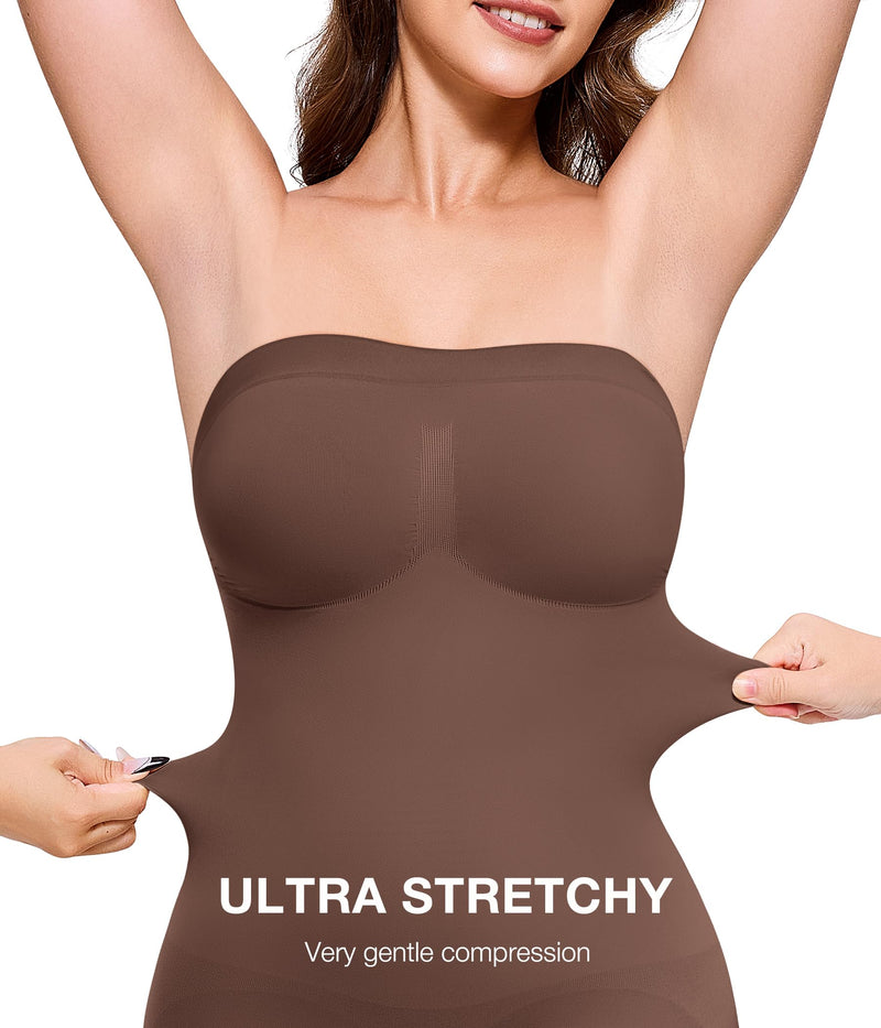 CtriLady Strapless Shapewear Bodysuit for Women Tummy Control Shapewear Seamless Full Body Shaper with Removable Straps