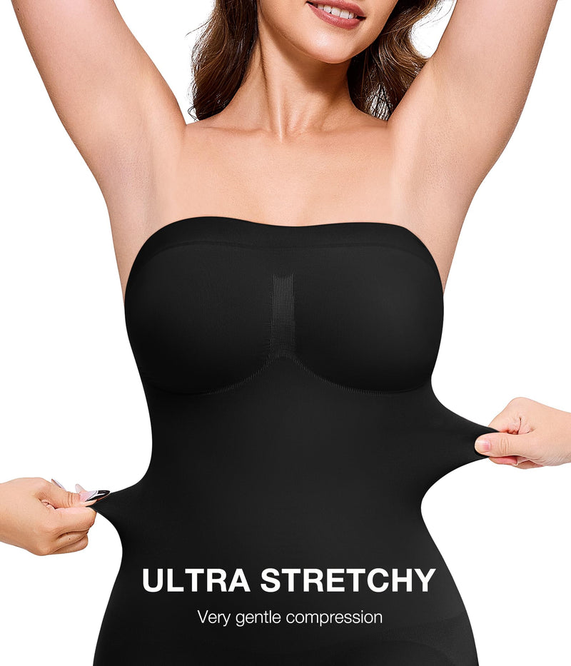 CtriLady Strapless Shapewear Bodysuit for Women Tummy Control Shapewear Seamless Full Body Shaper with Removable Straps