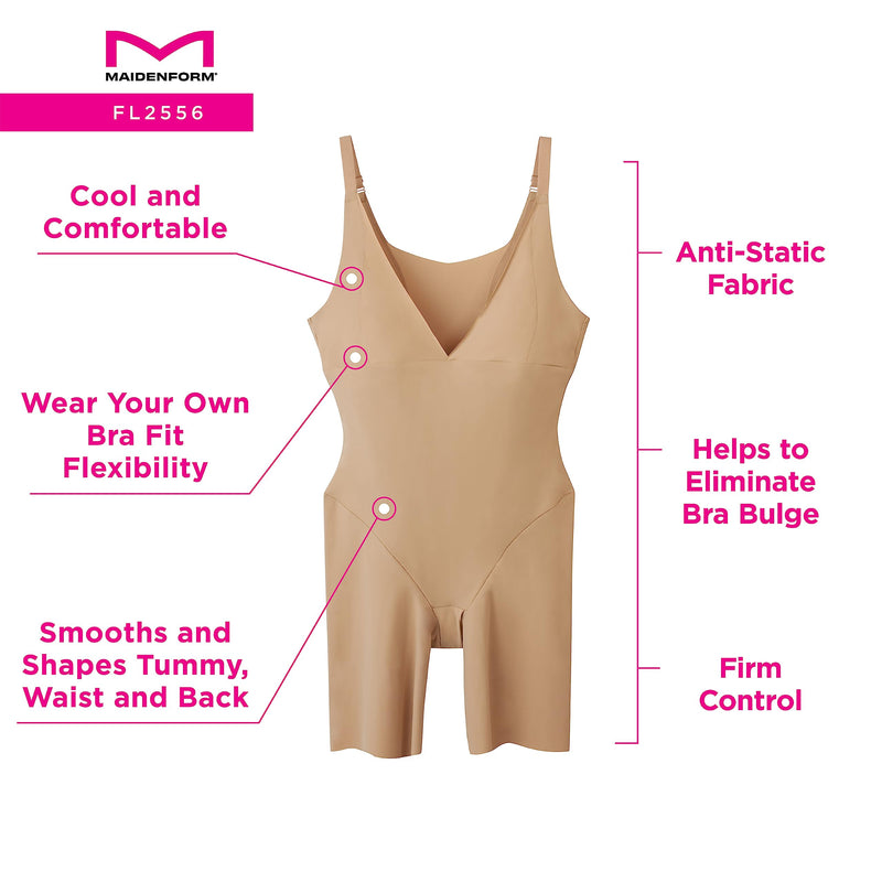 Maidenform Women's Shapewear Tummy Control Bodysuit, Tummy Control Body Suit, High-Waist Thigh Slimmer, Shapewear for Women
