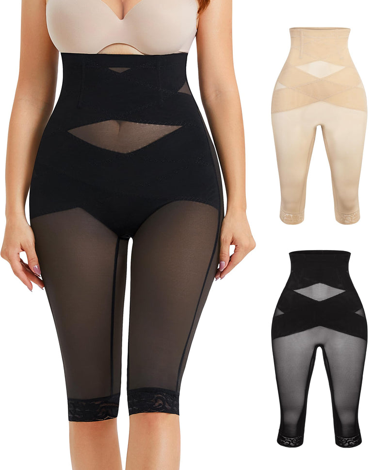 RDSIANE High Waist Shapewear Tummy Control Criss-Cross Body Shaper For Women Capri Butt Lifting Shapewear