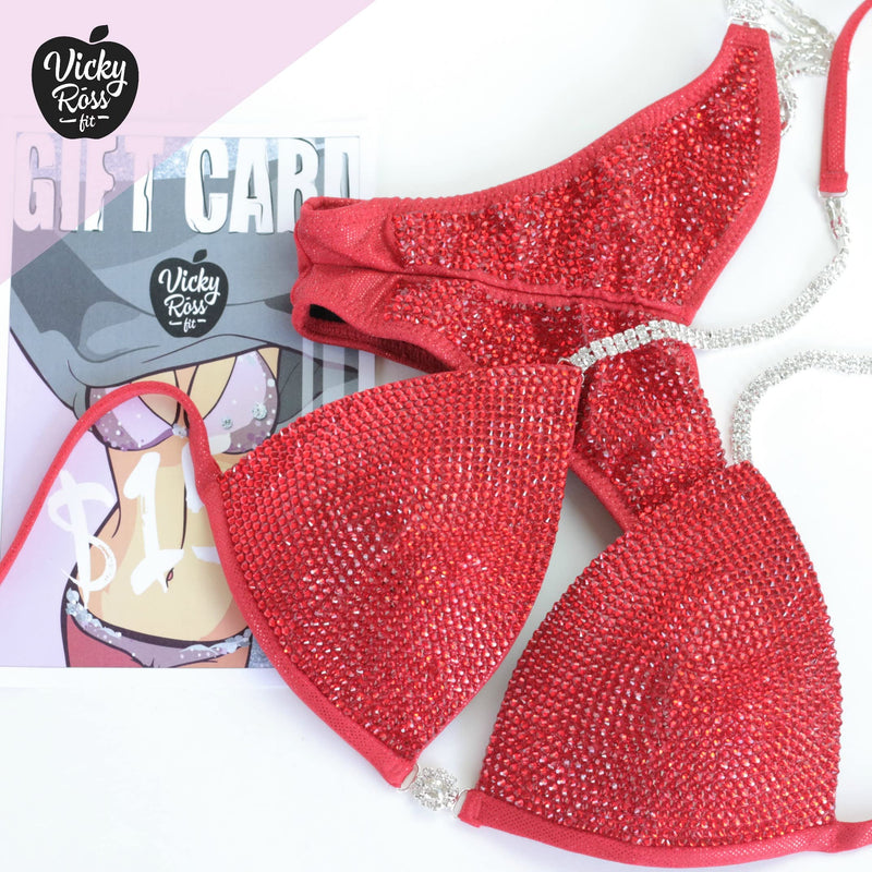 Red Sequin Bikini Competition Suit NPC IFBB | Brazilian Scrunch for Women