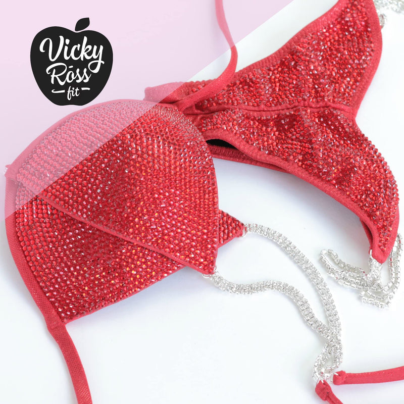 Red Sequin Bikini Competition Suit NPC IFBB | Brazilian Scrunch for Women