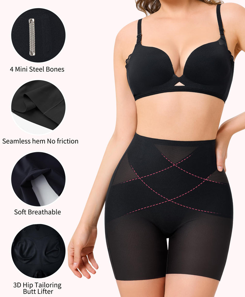 Gotoly Shapewear Tummy Control Mid-Waist Body Shaper Shorts Butt Lifting Panties Shapewear Shorts