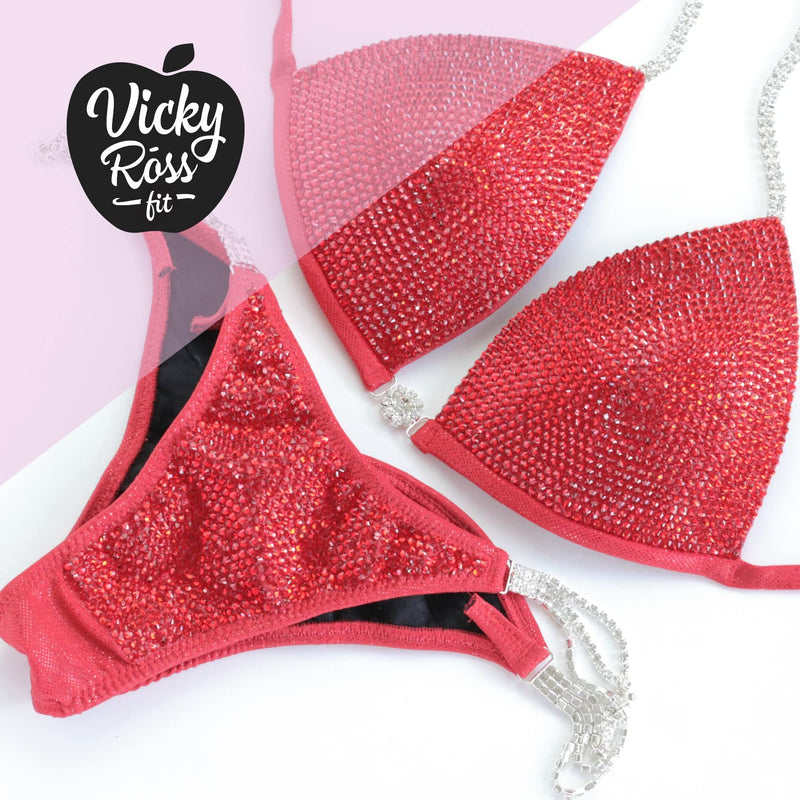 Red Sequin Bikini Competition Suit NPC IFBB | Brazilian Scrunch for Women