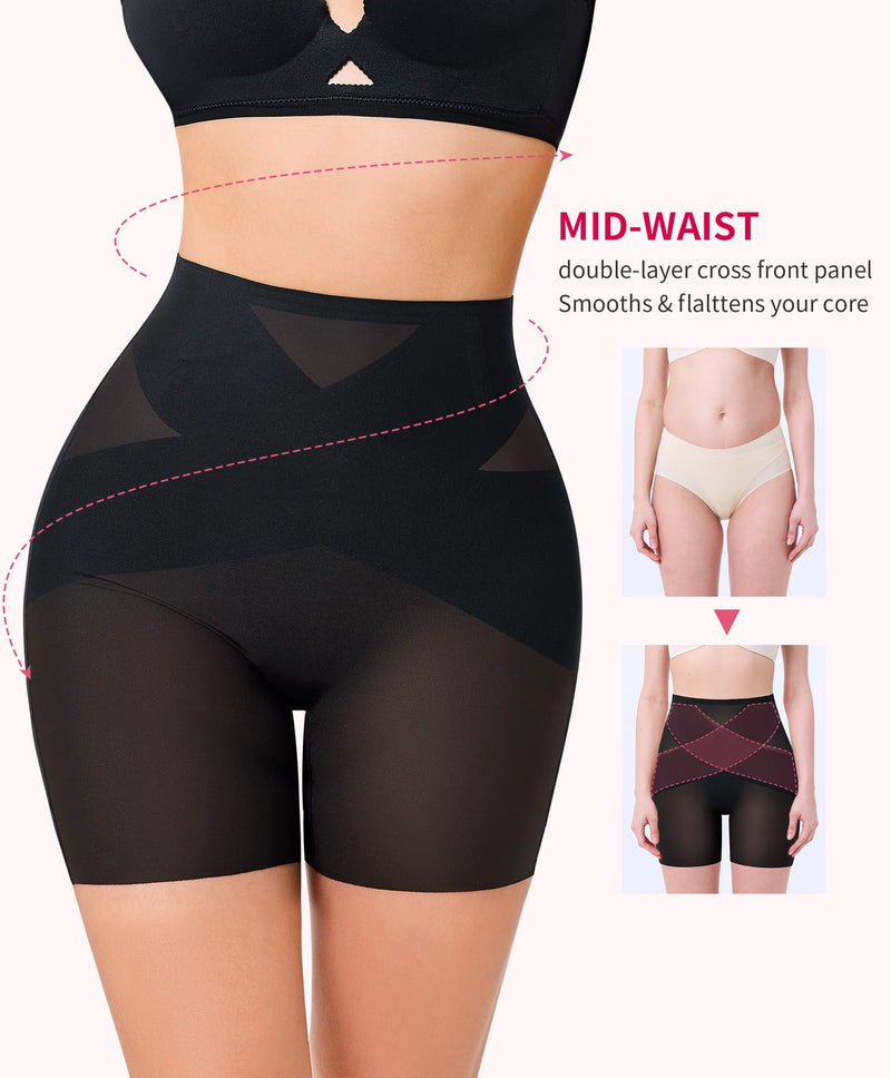 Gotoly Shapewear Tummy Control Mid-Waist Body Shaper Shorts Butt Lifting Panties Shapewear Shorts